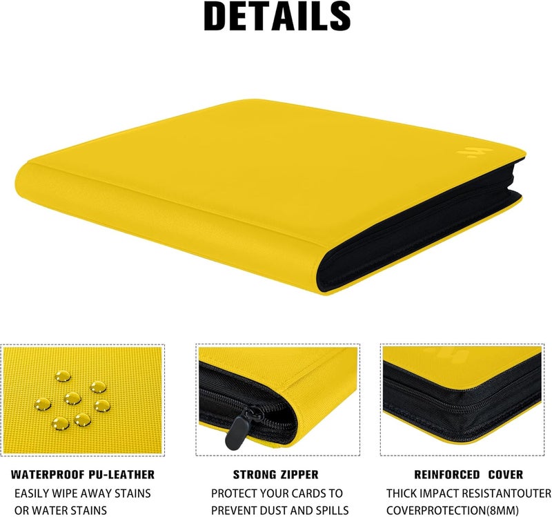 MORABTO Premium 1000+ Pockets Card Binder,16 Pockets Trading Card Binder Ringless Side Loading Trading Card Album Folder for TCG -Yellow - Image 5